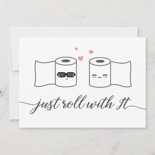 Roll mit ihm verzögert Hochzeitsankündigung Einladung (Vorderseite)