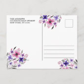 Roll mit it rosa Lila Blüte ändern das Datum Ankündigungspostkarte (Rückseite)