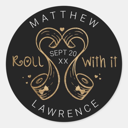 Roll mit LGBTQ Gold Toilettenpapier Save the Date Runder Aufkleber (Vorderseite)