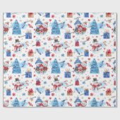 Roll, Name Holiday Snowmen Familie Red-Blue Muster Geschenkpapier (Flach)