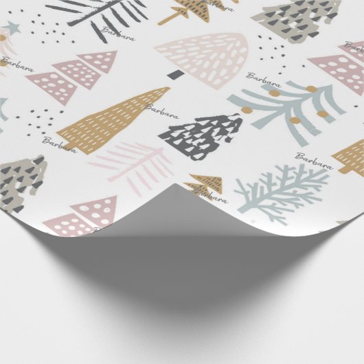 Roll, Name, Illustrierte Winterbäume Geschenkpapier (Ecke)