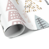 Roll, Name, Illustrierte Winterbäume Geschenkpapier (Rolleneckpunkt)