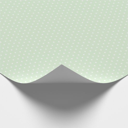 Roll of White Polka Dots on Bale Milky Jade Green Geschenkpapier (Ecke)