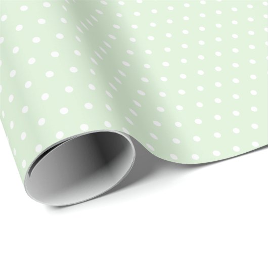 Roll of White Polka Dots on Bale Milky Jade Green Geschenkpapier (Rolleneckpunkt)