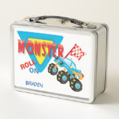 Roll on Monster Truck Personalisiert Metall Brotdose (Rückseite)