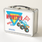 Roll on Monster Truck Personalisiert Metall Brotdose (Vorderseite)