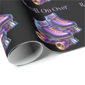 Roll On Over Rollerskate Birthday Party Geschenkpapier (Rolleneckpunkt)
