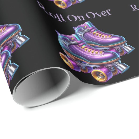 Roll On Over Rollerskate Birthday Party Geschenkpapier (Rolleneckpunkt)