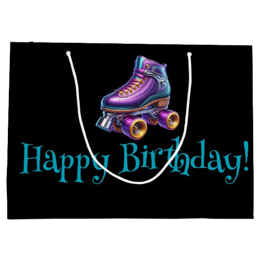 Roll On Over Rollerskate Birthday Party Große Geschenktüte (Rückseite)