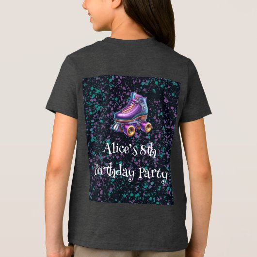 Roll On Over Rollerskate Birthday Party Tri-Blend Shirt (Rückseite)