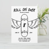 Roll on over Skateboarding Theme Party Einladung (Stehend Vorderseite)