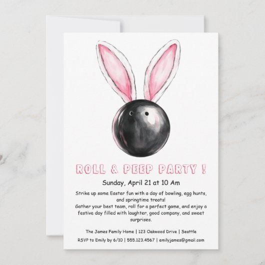 Roll & Peep Party – Ostern Bowling Einladung (Vorderseite)