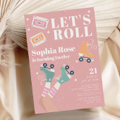Roll Pink Roller Skaten Geburtstagsparty Einladung