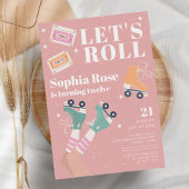 Roll Pink Roller Skaten Geburtstagsparty Einladung