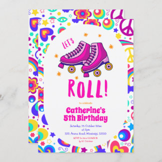 Roll Pink zum Geburtstag Einladung