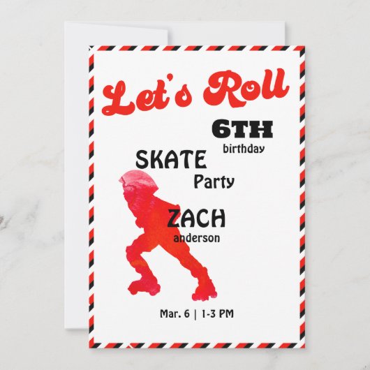 Roll Red & Black Birthday Party Einladung (Vorderseite)