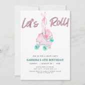Roll Retro Girl Skaten Geburtstagsparty Einladung (Vorderseite)