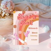 Roll Retro Groovy Roller Skate Begrüßungszeichen Sockelschild