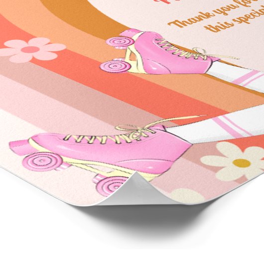 Roll Retro Groovy Roller Skate Favoriten Zeichen Poster (Ecke)