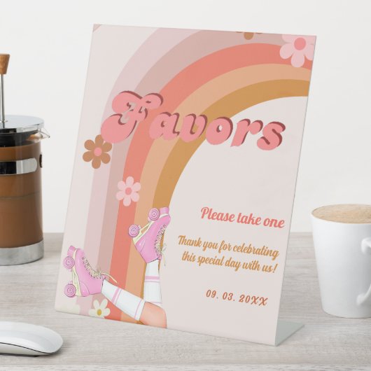 Roll Retro Groovy Roller Skate Favoriten Zeichen Sockelschild (In Situ)