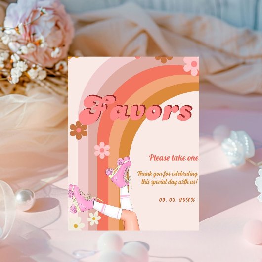 Roll Retro Groovy Roller Skate Favoriten Zeichen Sockelschild