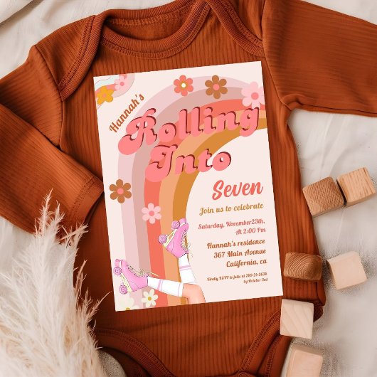 Roll Retro Groovy Roller Skate Geburtstag Teil Einladung