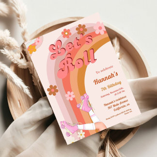 Roll Retro Groovy Roller Skate Geburtstag Teil Einladung