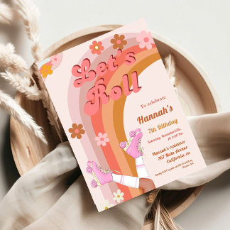 Roll Retro Groovy Roller Skate Geburtstag Teil Einladung