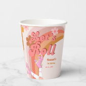 Roll Retro Groovy Roller Skate Geburtstag Teil Pappbecher (Rückseite)