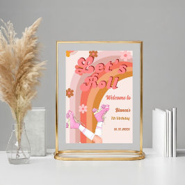 Roll Retro Groovy Roller Skate Geburtstag Teil Poster