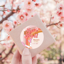 Roll Retro Groovy Roller Skate Geburtstag Teil Runder Aufkleber