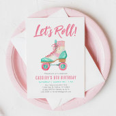 Roll Retro Roller Skate Girl Birthday Einladung