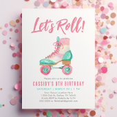 Roll Retro Roller Skate Girl Birthday Einladung