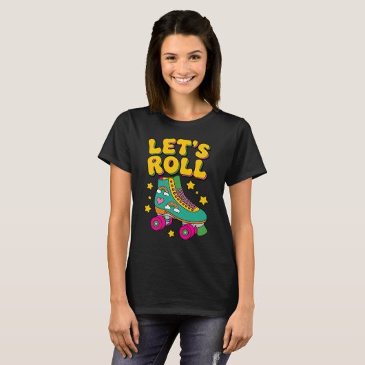 Roll Retro Roller Skate T-Shirt (Vorne ganz)