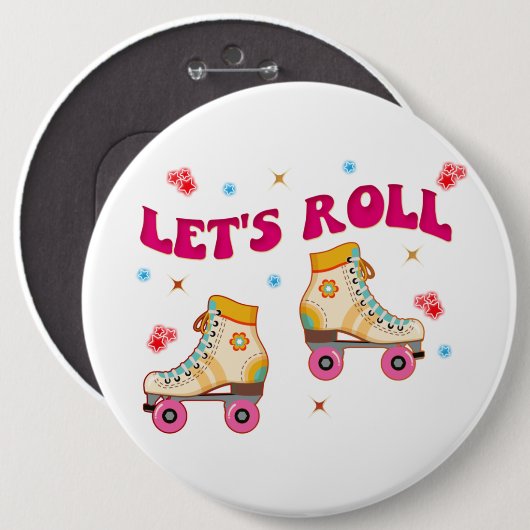 Roll Roller Skate Retro Skater Liebhaber Button (Vorne & Hinten)