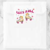 Roll Roller Skate Retro Skater Liebhaber Quadratischer Aufkleber (Tasche)