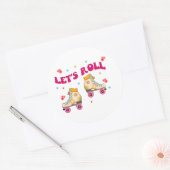 Roll Roller Skate Retro Skater Liebhaber Runder Aufkleber (Umschlag)