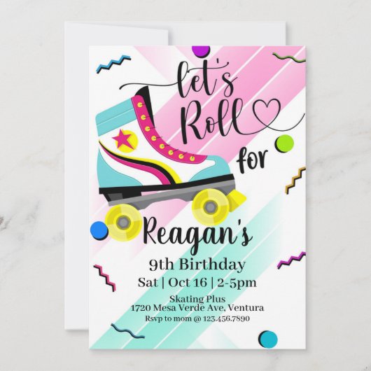 Roll, Roller-Skaten-Einladung, Rolle 80 Einladung (Vorderseite)