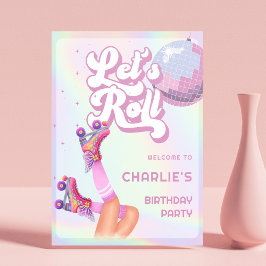 Roll Roller Skaten Kindergeburtstag Party-Zeichen Poster