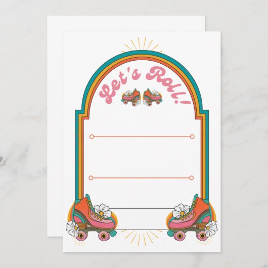 Roll Roller Skaten Party Retro Einladung (Vorne/Hinten)