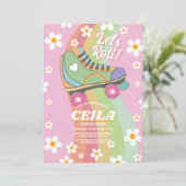 Roll Rollerskate Vibe Retro Groovy 1970er Einladung (Stehend Vorderseite)