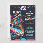 Roll Scooter Jump Zone Skateboarding 13. Geburtsta Einladung (Vorderseite)