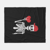 Roll Skeleton Hands Herz Valentinstag Skull Fleecedecke (Vorderseite (Horizontal))