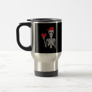 Roll Skeleton Hands Herz Valentinstag Skull Reisebecher