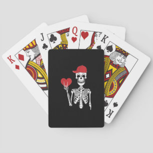 Roll Skeleton Hands Herz Valentinstag Skull Spielkarten