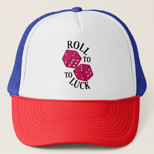 Roll to Luck - bestickte Würfel Truckerkappe (Vorderseite)