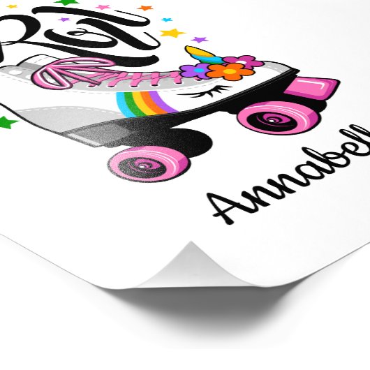 Roll Unicorn Roller Skate Girl's Fotodruck (Ecke)