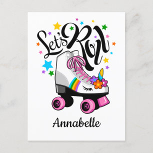 Roll Unicorn Roller Skate Girl's Postkarte