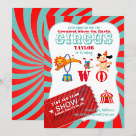 ROLL UP CIRCUS 2. Geburtstagsboy Girl Beste Show Einladung