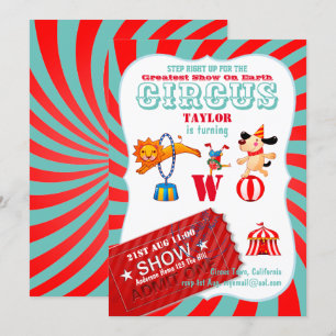 ROLL UP CIRCUS 2. Geburtstagsboy Girl Beste Show Einladung